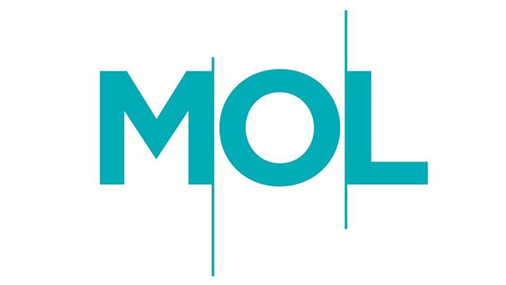 The logo for MOL, the letters M, O and L in teal on a white background