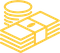 Icon of stacked banknotes and coins.