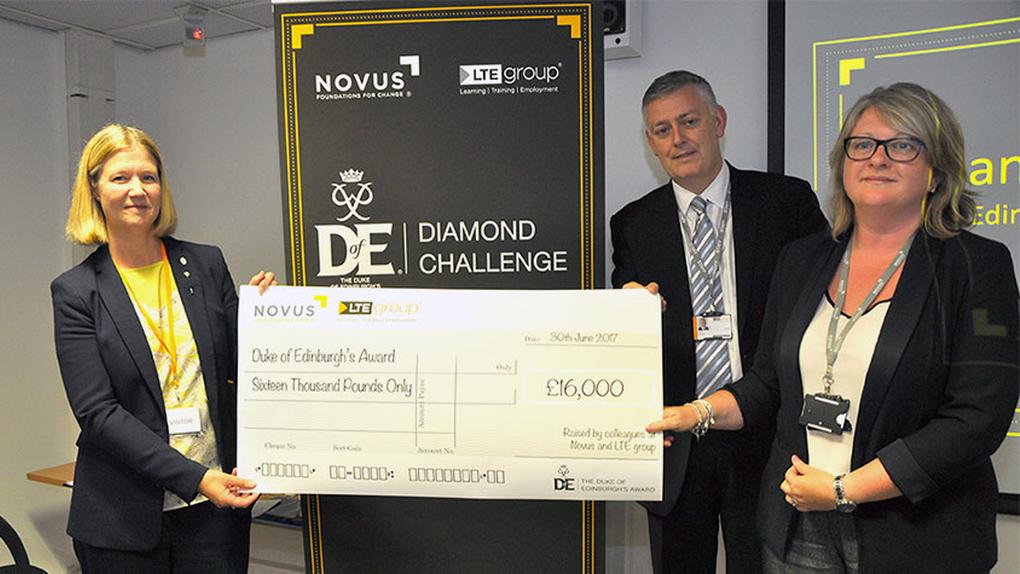 a cheque of £16,000 to the charity