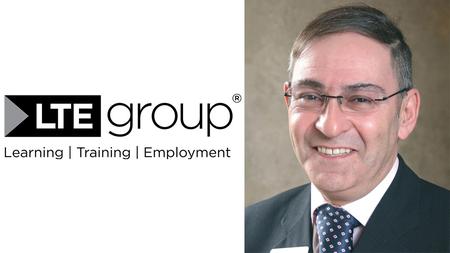 On the left is the LTE Group logo in black on a white background. On the right is a profile image of Sir Howard Bernstein.